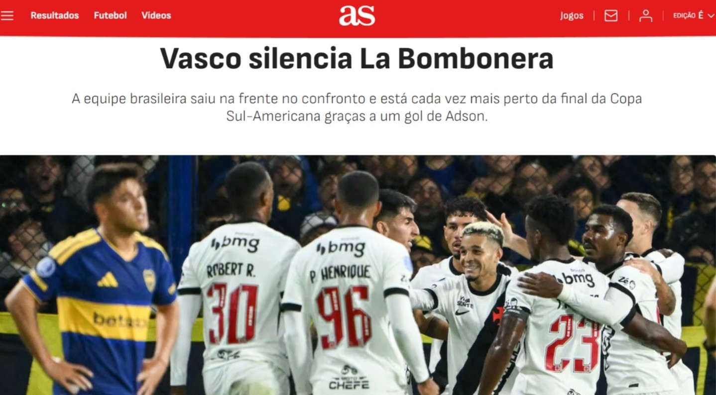 1 de 2 Jornal espanhol exalta vitória do Vasco — Foto: Reprodução
